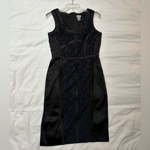 Cache satin & lace black / blue dress